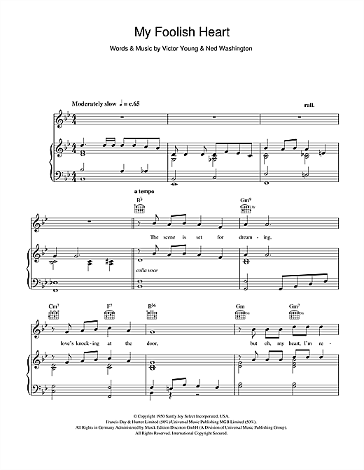 Billy Eckstine My Foolish Heart sheet music notes and chords. Download Printable PDF.