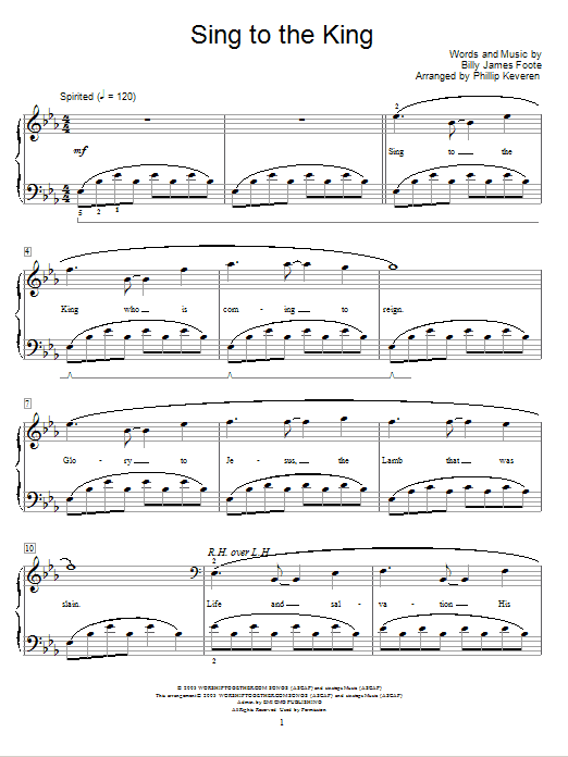 Learn to play Billy Foote Sing To The King sheet music for Educational Piano in minutes. Price: 6.9900$ Billy Foote Sing To The King sheet music notes and chords arranged for Educational Piano