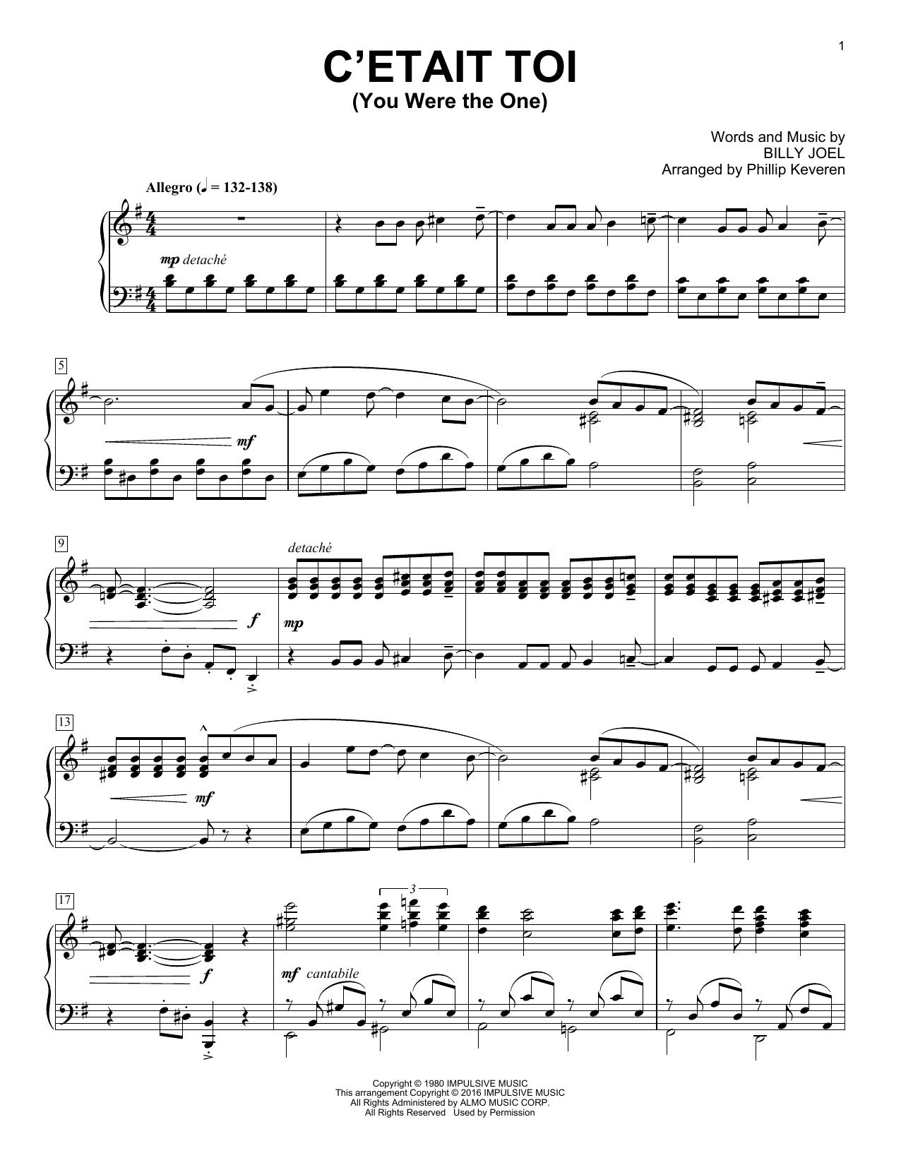 Learn to play Billy Joel C'etait Toi (You Were The One) sheet music for Piano Solo in minutes. Billy Joel C'etait Toi (You Were The One) sheet music notes and chords