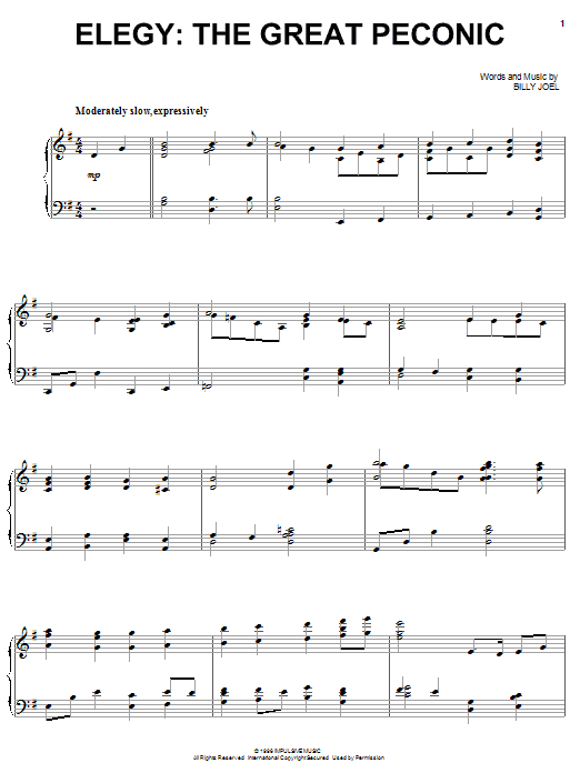 Learn to play Billy Joel The Great Peconic sheet music for Piano Solo in minutes. Price: 6.9900$ Billy Joel The Great Peconic sheet music notes and chords. Download Printable PDF.