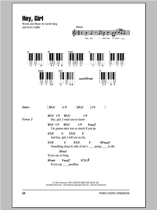 Billy Joel Hey, Girl sheet music notes and chords. Download Printable PDF.