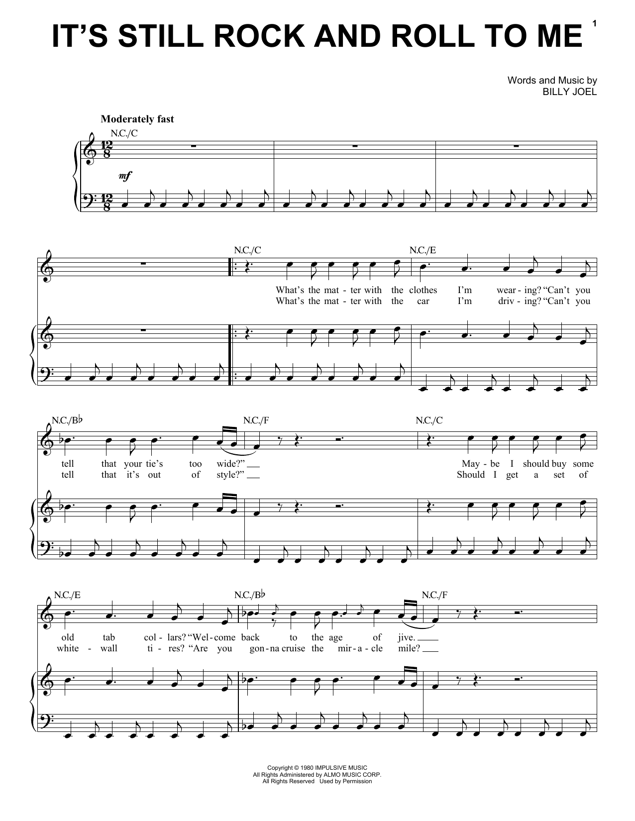 Billy Joel It S Still Rock And Roll To Me Sheet Music Pdf Notes Chords Rock Score Guitar Chords Lyrics Download Printable Sku 79620
