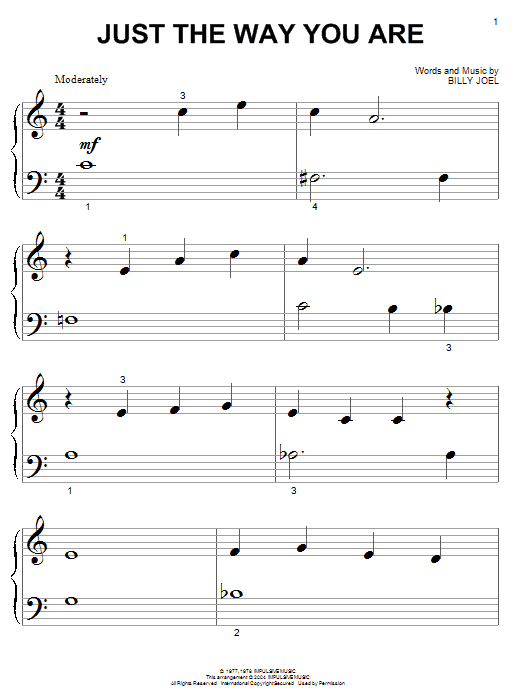 Preview Billy Joel Just The Way You Are Rock sheet music, notes and chords for Big Note Piano, SKU: 26558 sheet music, piano notes, chords, guitar tabs, score, transpose, transcribe, how to play, guide, download, learn, tutorial, progression, song, artist, awards, billboard, mtv, vh1, tour, single, album, release