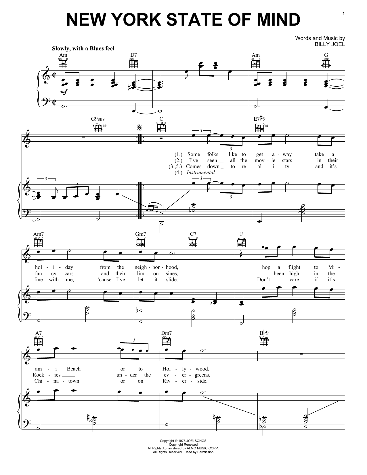 Billy Joel New York State Of Mind Sheet Music Pdf Notes Chords Pop Score Piano Vocal Download Printable Sku 121451