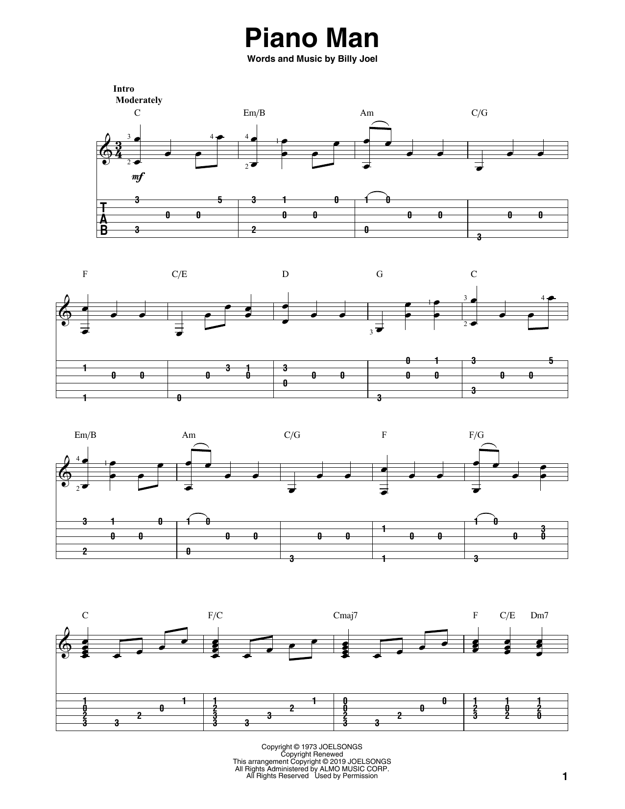 Billy Joel Piano Man Arr Bill Lafleur Sheet Music Pdf Notes Chords Pop Score Solo Guitar Tab Download Printable Sku 414571