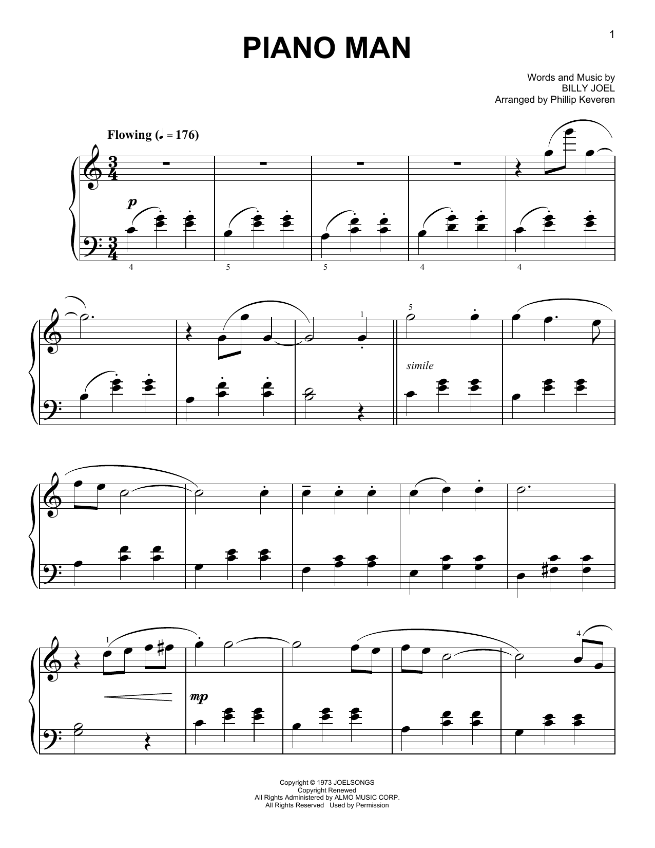 Billy Joel "Piano Man [Classical version] (arr. Phillip Keveren)" Sheet