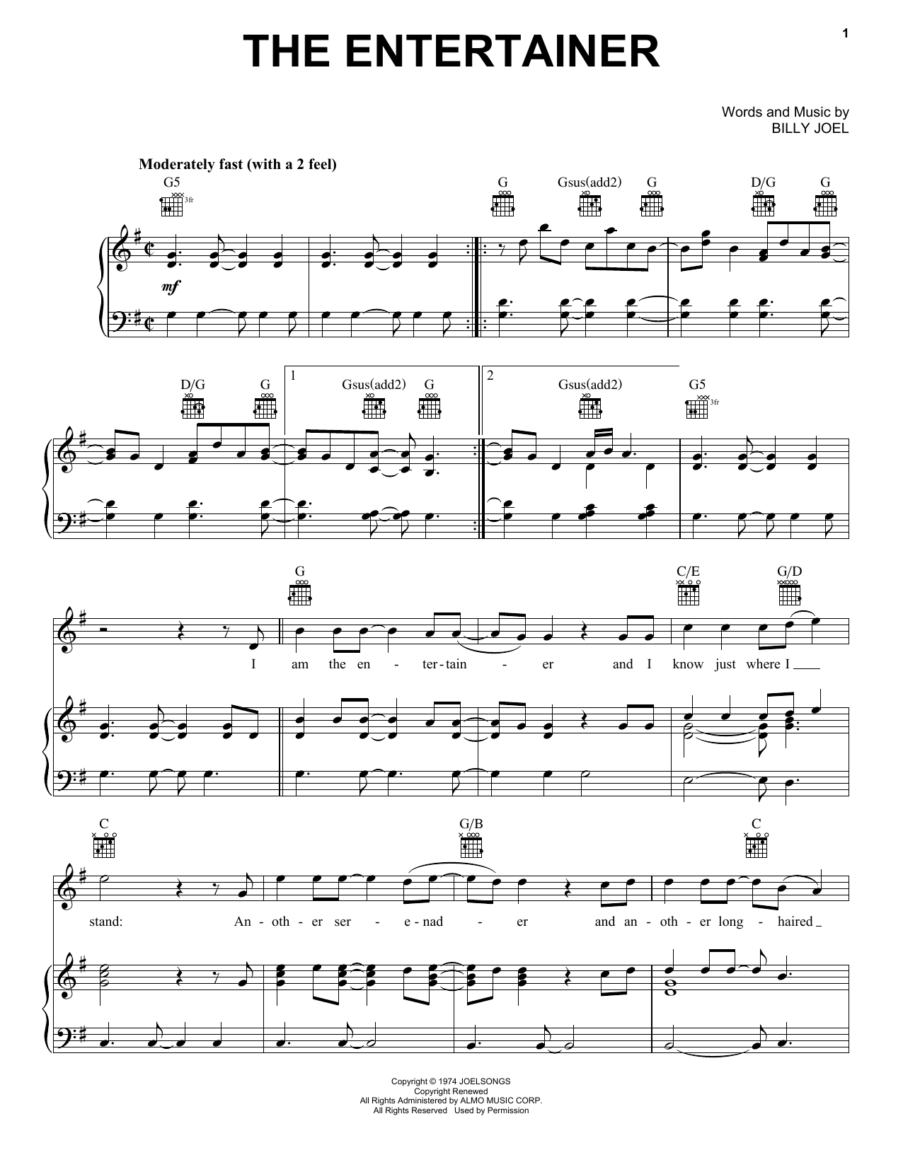 Billy Joel Big Shot Sheet Music in C Major (transposable