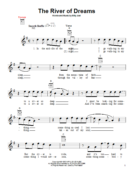 Billy Joel The River Of Dreams sheet music notes and chords. Download Printable PDF.