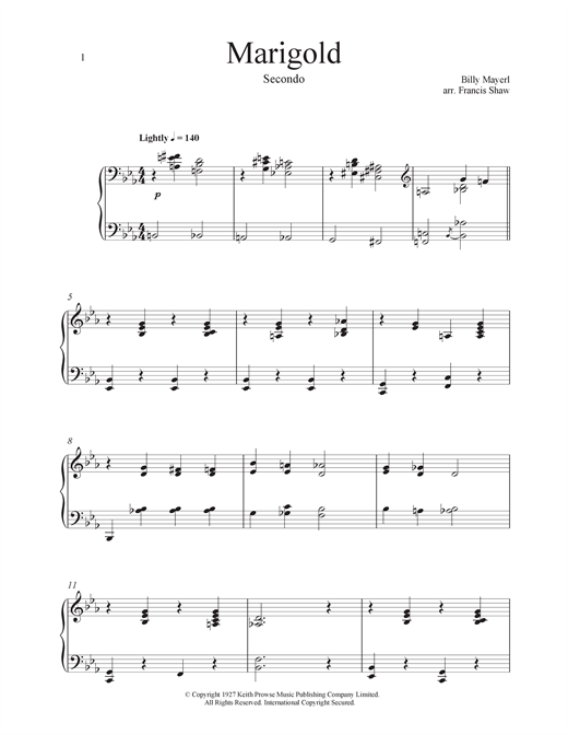 Billy Mayerl Marigold sheet music notes and chords. Download Printable PDF.