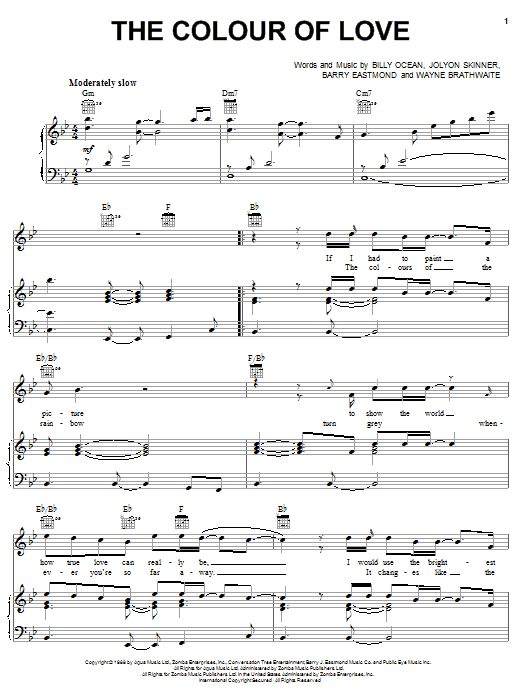 Learn to play Billy Ocean The Colour Of Love sheet music for Lead Sheet / Fake Book in minutes. Price: 5.9900$ Billy Ocean The Colour Of Love sheet music notes and chords arranged for Lead Sheet / Fake Book