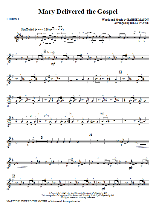 Learn to play Billy Payne Mary Delivered The Gospel - Bb Trumpet 1 sheet music for Choir Instrumental Pak in minutes. Billy Payne Mary Delivered The Gospel - Bb Trumpet 1 sheet music notes and chords. Download Printable PDF.