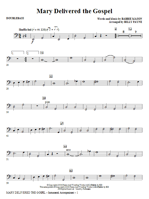 Learn to play Billy Payne Mary Delivered The Gospel - Double Bass sheet music for Choir Instrumental Pak in minutes. Billy Payne Mary Delivered The Gospel - Double Bass sheet music notes and chords. Download Printable PDF.
