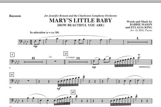 Learn to play Billy Payne Mary's Little Baby - Bassoon sheet music for Choir Instrumental Pak in minutes. Billy Payne Mary's Little Baby - Bassoon sheet music notes and chords. Download Printable PDF.