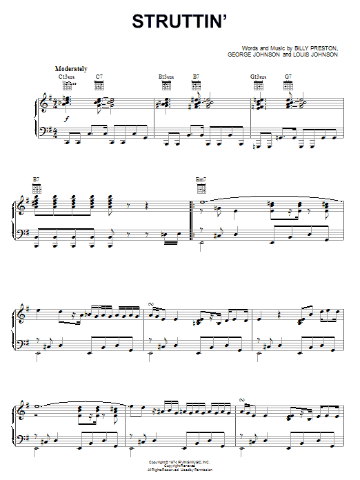 Billy Preston Struttin' sheet music notes and chords. Download Printable PDF.