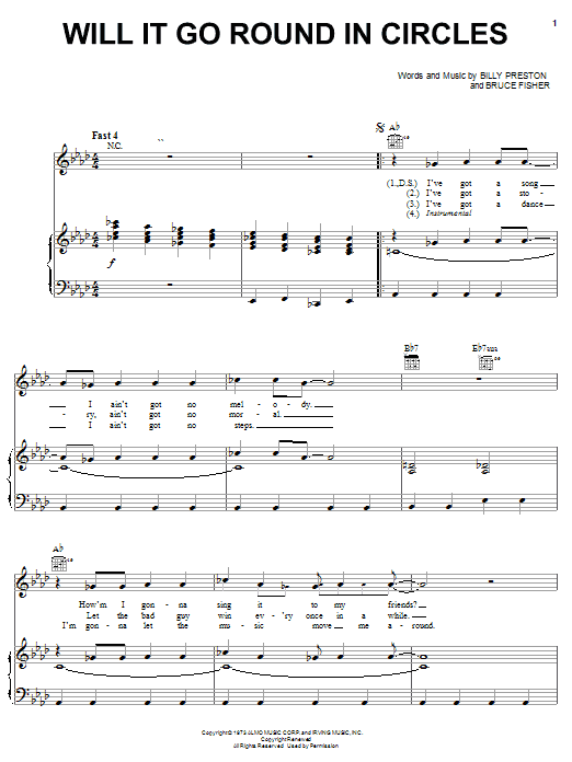Billy Preston Will It Go Round In Circles sheet music notes and chords. Download Printable PDF.