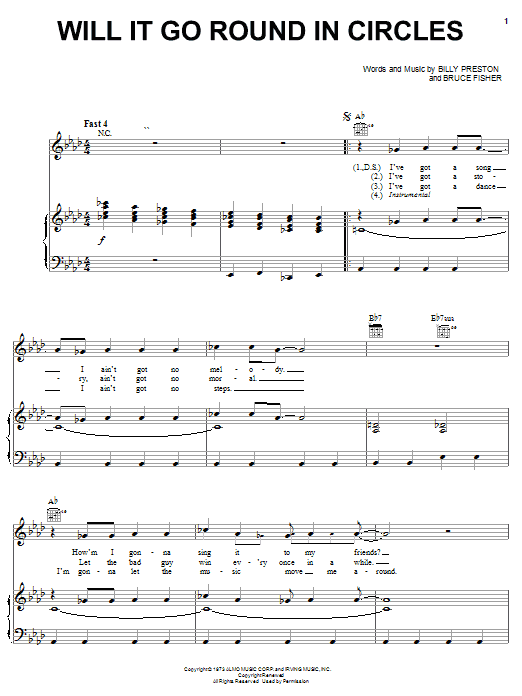 Learn to play Billy Preston Will It Go Round In Circles sheet music for Piano Chords/Lyrics in minutes. Price: 3.9900$ Billy Preston Will It Go Round In Circles sheet music notes and chords arranged for Piano Chords/Lyrics
