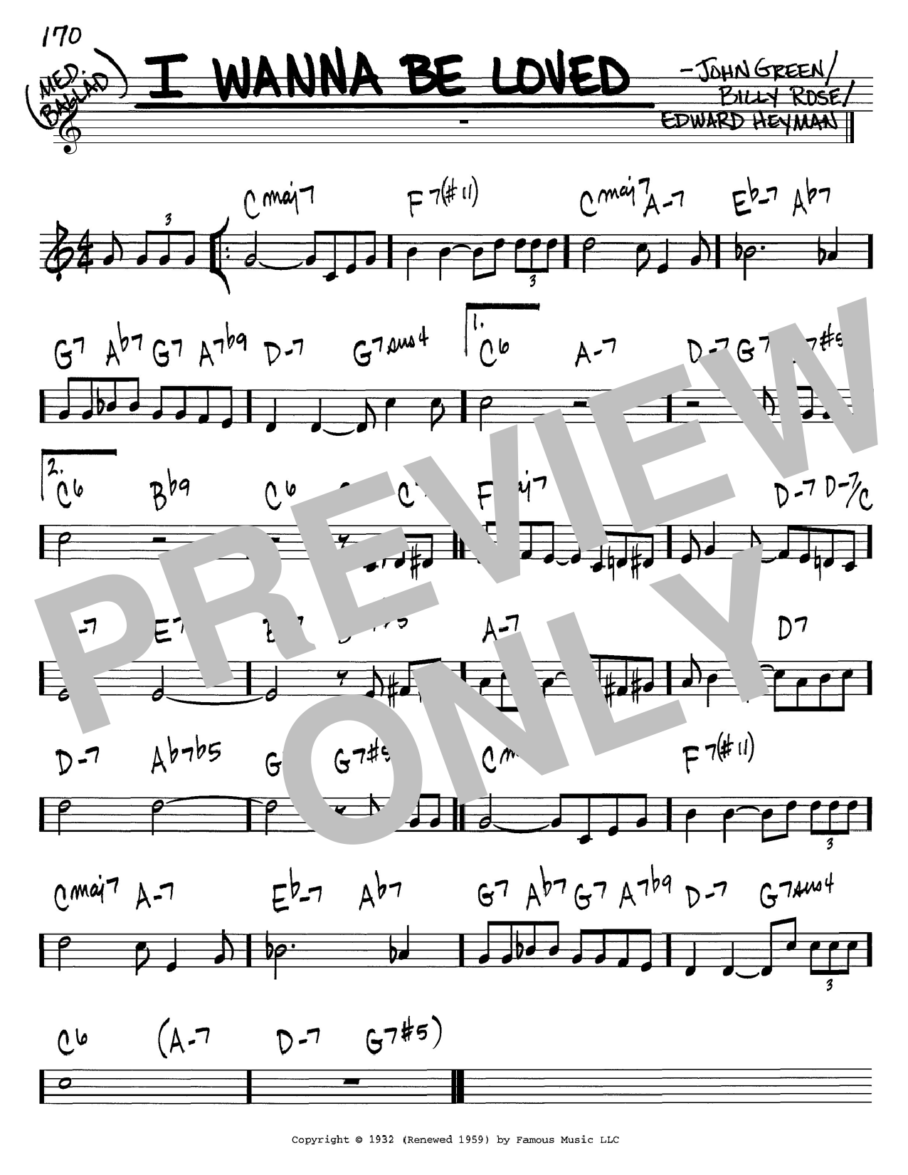 Learn to play Billy Rose I Wanna Be Loved sheet music for Lead Sheet / Fake Book in minutes. Price: 5.9900$ Billy Rose I Wanna Be Loved sheet music notes and chords arranged for Lead Sheet / Fake Book