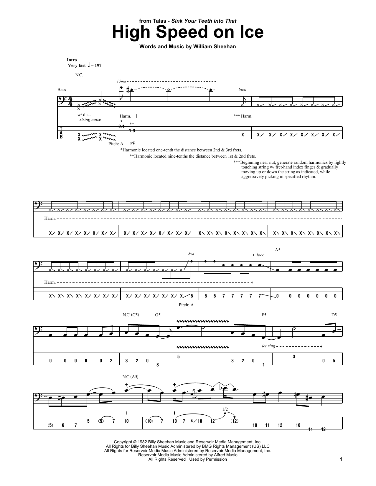 Learn to play Billy Sheehan High Speed On Ice sheet music for Bass Guitar Tab in minutes. Price: 7.8900$ Billy Sheehan High Speed On Ice sheet music notes and chords arranged for Bass Guitar Tab