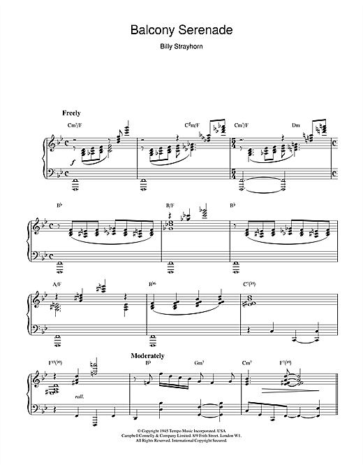 Billy Strayhorn Balcony Serenade sheet music notes and chords. Download Printable PDF.