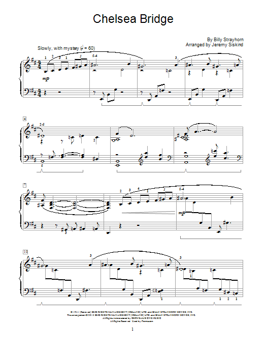 Billy Strayhorn Chelsea Bridge sheet music notes and chords. Download Printable PDF.