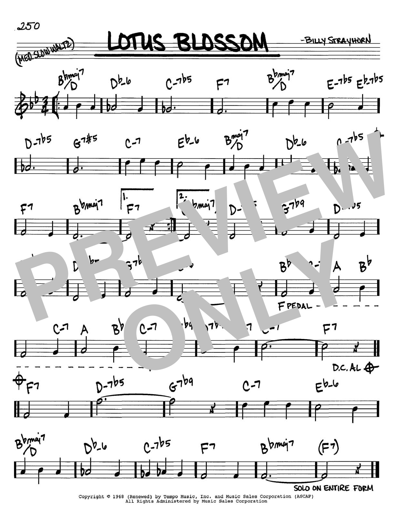 Billy Strayhorn Lotus Blossom sheet music notes and chords. Download Printable PDF.