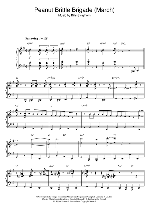 Learn to play Billy Strayhorn Peanut Brittle Brigade (From The Nutcracker Suite) sheet music for Piano Solo in minutes. Billy Strayhorn Peanut Brittle Brigade (From The Nutcracker Suite) sheet music notes and chords. Download Printable PDF.