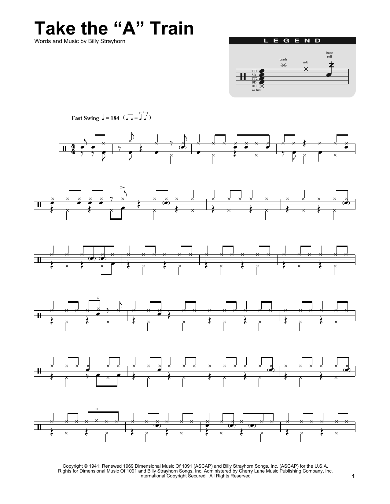 Billy Strayhorn Take The A Train Sheet Music Pdf Notes Chords Jazz Score Piano Solo Download Printable Sku