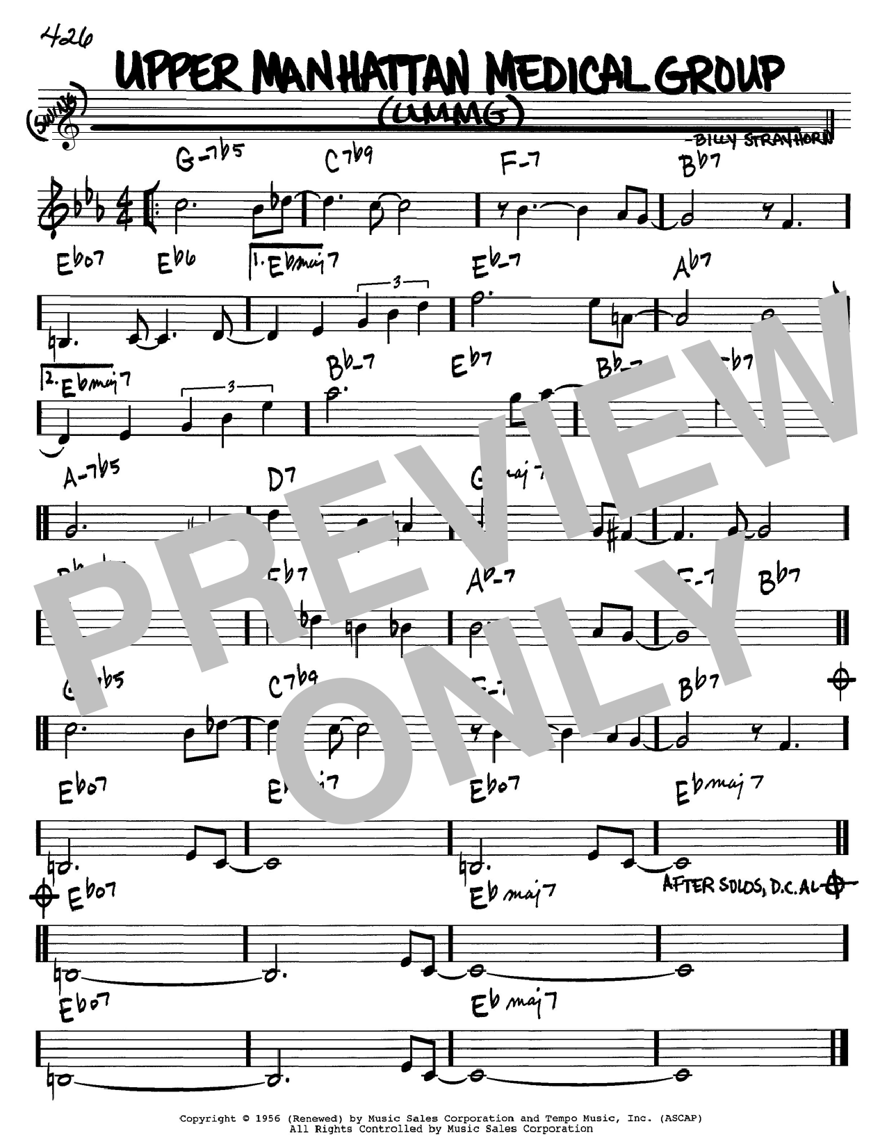 Billy Strayhorn Upper Manhattan Medical Group (UMMG) sheet music notes and chords. Download Printable PDF.