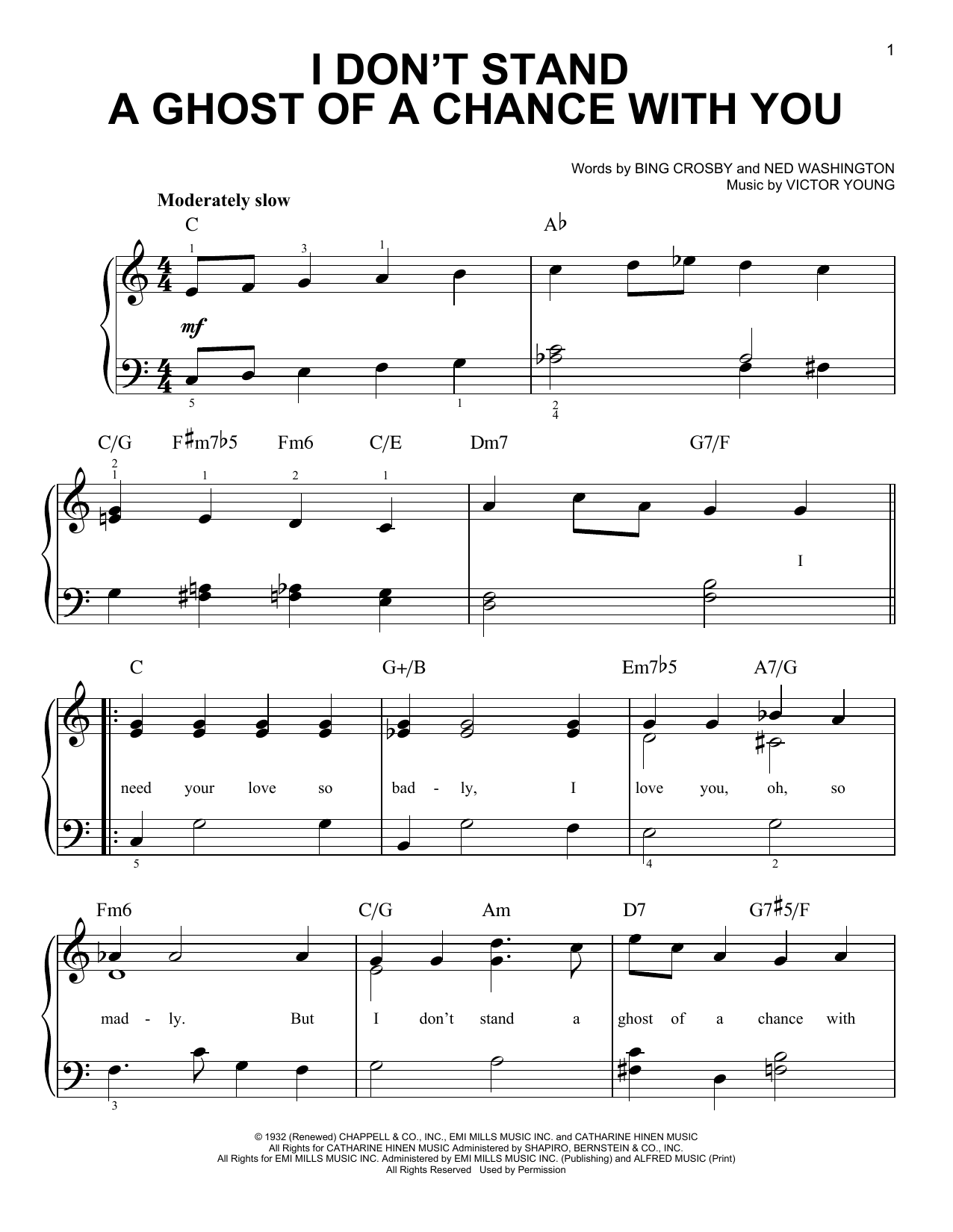 Bing Crosby I Don't Stand A Ghost Of A Chance sheet music notes and chords. Download Printable PDF.