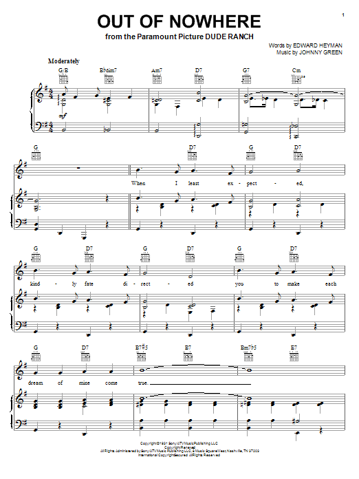 Bing Crosby Out Of Nowhere sheet music notes and chords. Download Printable PDF.