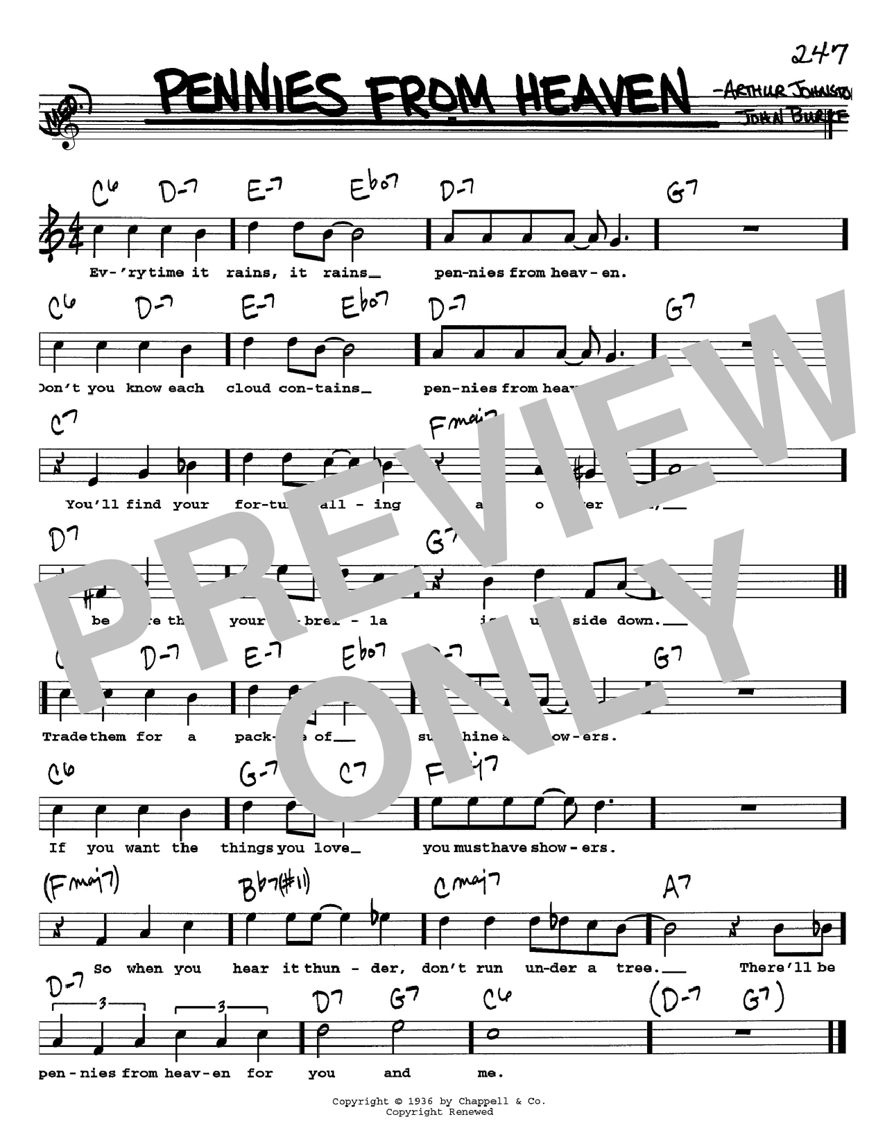 Bing Crosby Pennies From Heaven sheet music notes and chords. Download Printable PDF.