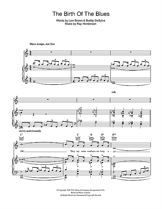 Learn to play Bing Crosby The Birth Of The Blues sheet music for Piano, Vocal & Guitar (Right-Hand Melody) in minutes. Bing Crosby The Birth Of The Blues sheet music notes and chords. Download Printable PDF.