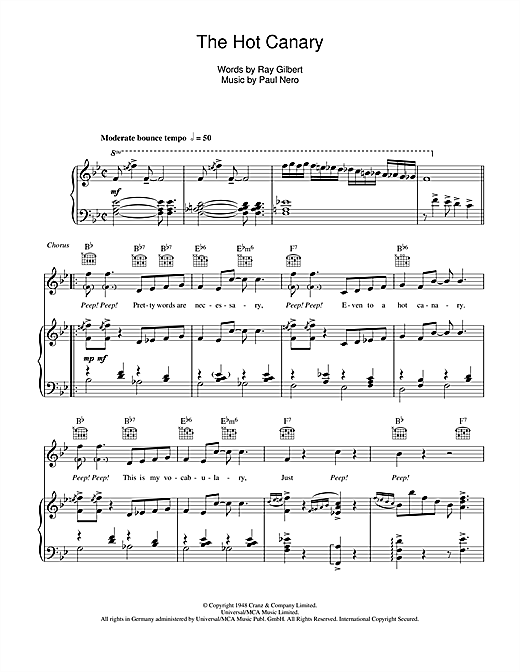 Bing Crosby The Hot Canary sheet music notes and chords. Download Printable PDF.