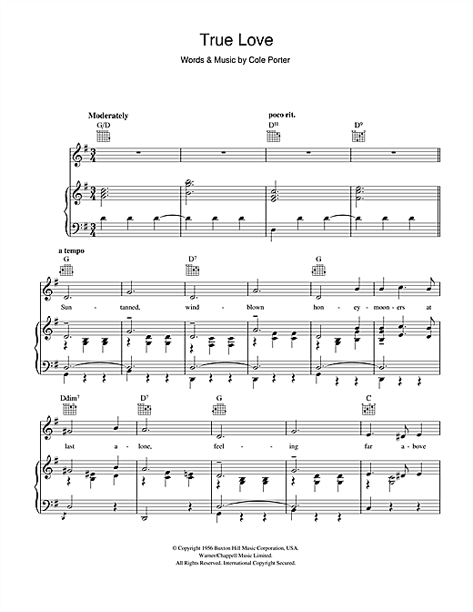 Learn to play Bing Crosby & Grace Kelly True Love sheet music for Piano Solo in minutes. Bing Crosby & Grace Kelly True Love sheet music notes and chords