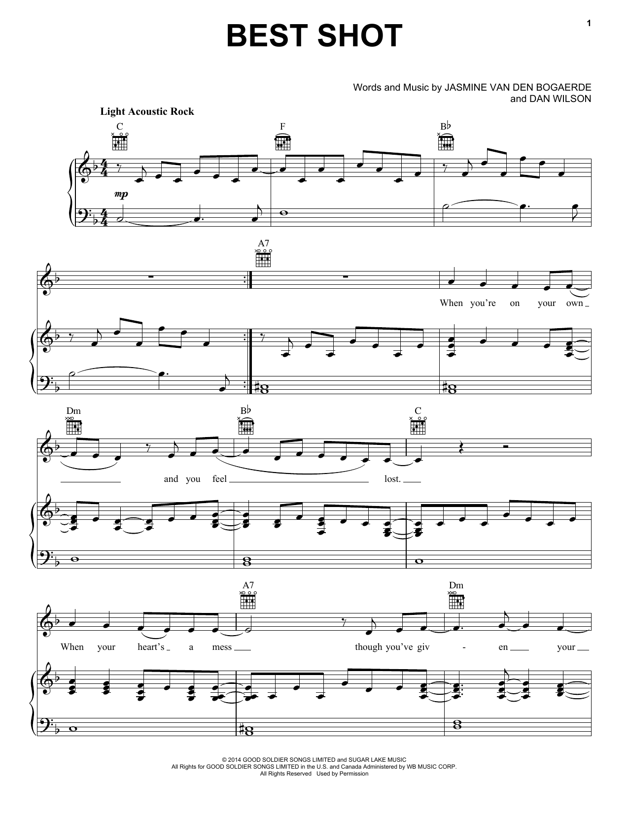 Dan Wilson Best Shot sheet music notes and chords. Download Printable PDF.