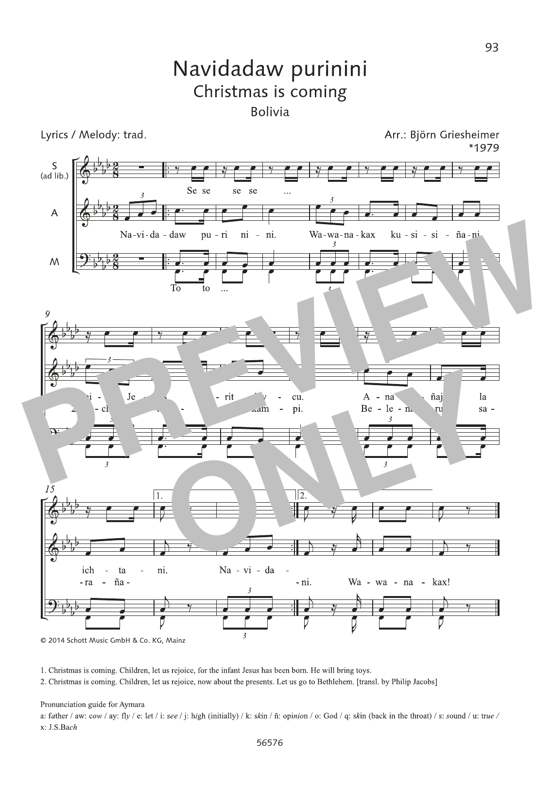 Björn Griesheimer Navidadaw purinini sheet music notes and chords. Download Printable PDF.