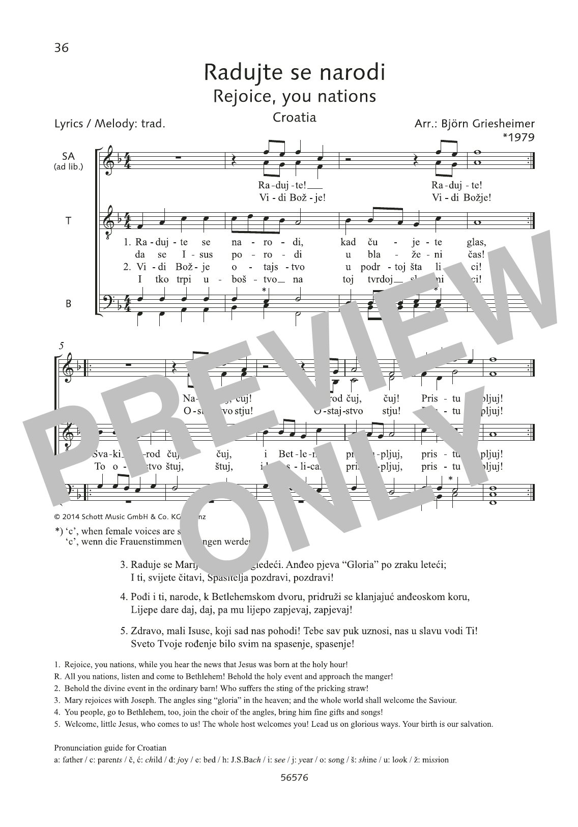 Björn Griesheimer Radujte se narodi sheet music notes and chords. Download Printable PDF.