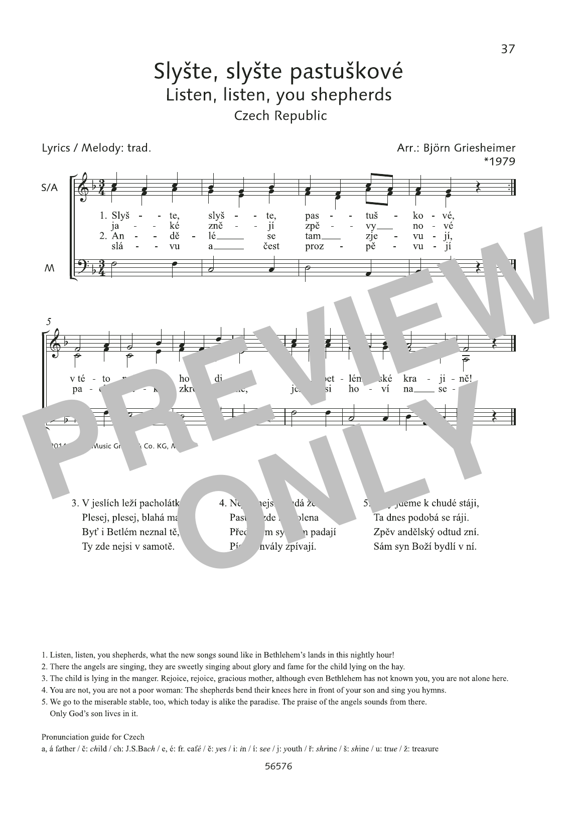 Björn Griesheimer Slyste, slyste pastuskove sheet music notes and chords. Download Printable PDF.