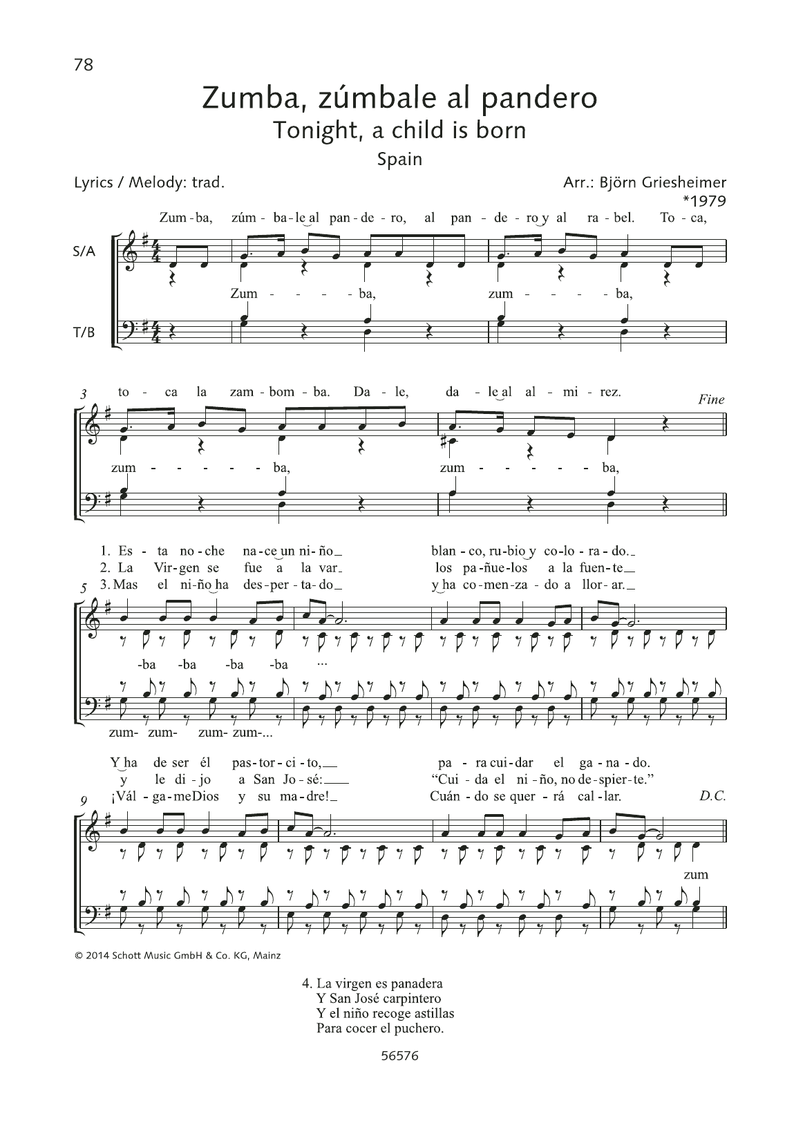 Learn to play Björn Griesheimer Zumba, zumbale al pandero sheet music for SATB Choir in minutes. Price: 3.9900$ Björn Griesheimer Zumba, zumbale al pandero sheet music notes and chords arranged for SATB Choir