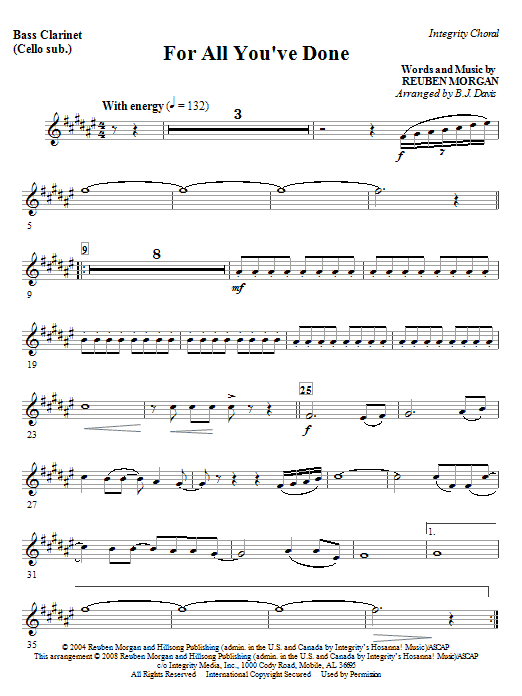 Learn to play BJ Davis For All You've Done - Bassoon (Cello sub.) sheet music for Choir Instrumental Pak in minutes. BJ Davis For All You've Done - Bassoon (Cello sub.) sheet music notes and chords. Download Printable PDF.