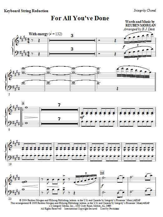 Learn to play BJ Davis For All You've Done - Rhythm sheet music for Choir Instrumental Pak in minutes. BJ Davis For All You've Done - Rhythm sheet music notes and chords. Download Printable PDF.