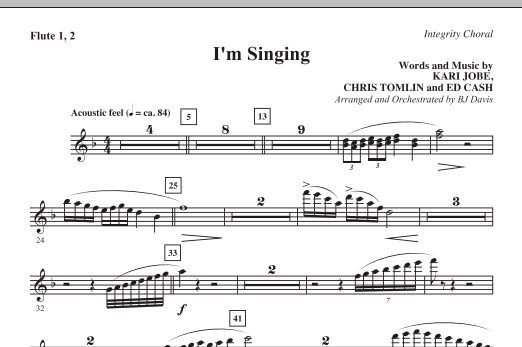 Learn to play BJ Davis I'm Singing - Flute 1 & 2 sheet music for Choir Instrumental Pak in minutes. BJ Davis I'm Singing - Flute 1 & 2 sheet music notes and chords. Download Printable PDF.