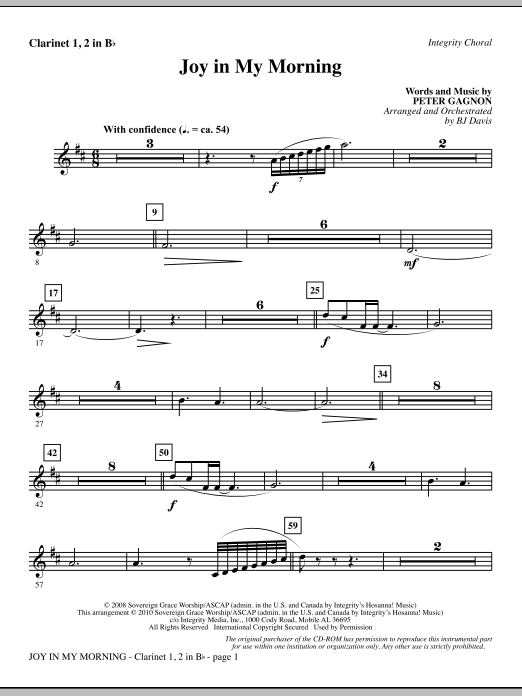 Learn to play BJ Davis Joy In My Morning - Clarinet 1 & 2 sheet music for Choir Instrumental Pak in minutes. BJ Davis Joy In My Morning - Clarinet 1 & 2 sheet music notes and chords. Download Printable PDF.