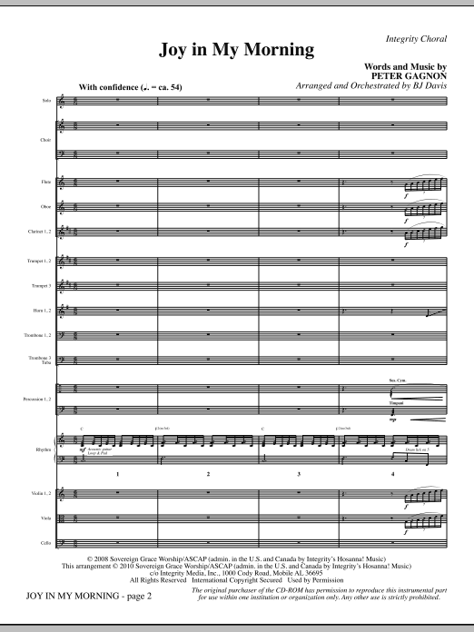 Learn to play BJ Davis Joy In My Morning - Full Score sheet music for Choir Instrumental Pak in minutes. BJ Davis Joy In My Morning - Full Score sheet music notes and chords. Download Printable PDF.