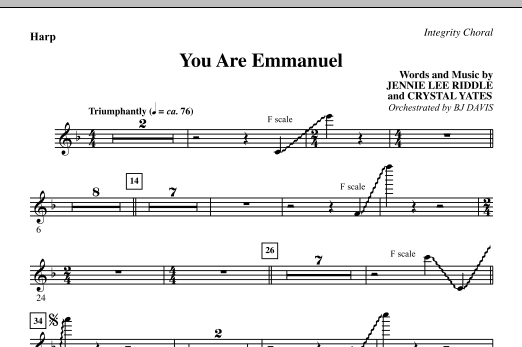 Learn to play BJ Davis You Are Emmanuel - Harp sheet music for Choir Instrumental Pak in minutes. BJ Davis You Are Emmanuel - Harp sheet music notes and chords. Download Printable PDF.