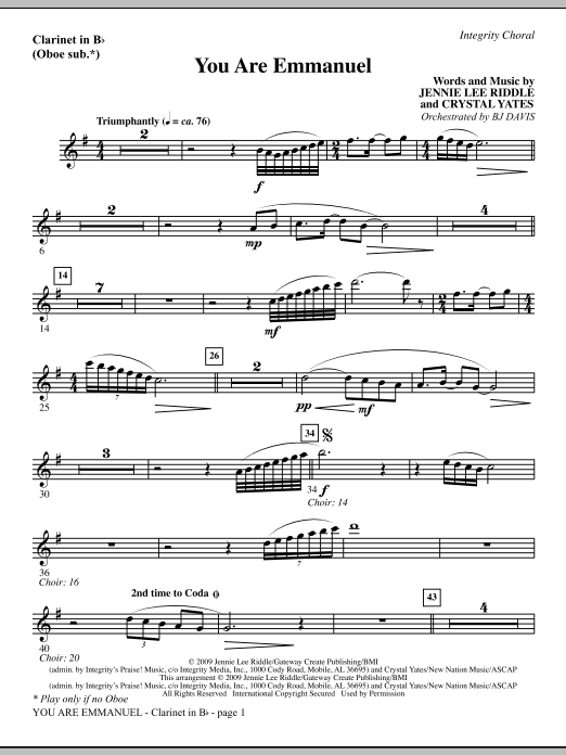 Learn to play BJ Davis You Are Emmanuel - Tenor Sax (Trombone 2 sub.) sheet music for Choir Instrumental Pak in minutes. BJ Davis You Are Emmanuel - Tenor Sax (Trombone 2 sub.) sheet music notes and chords. Download Printable PDF.