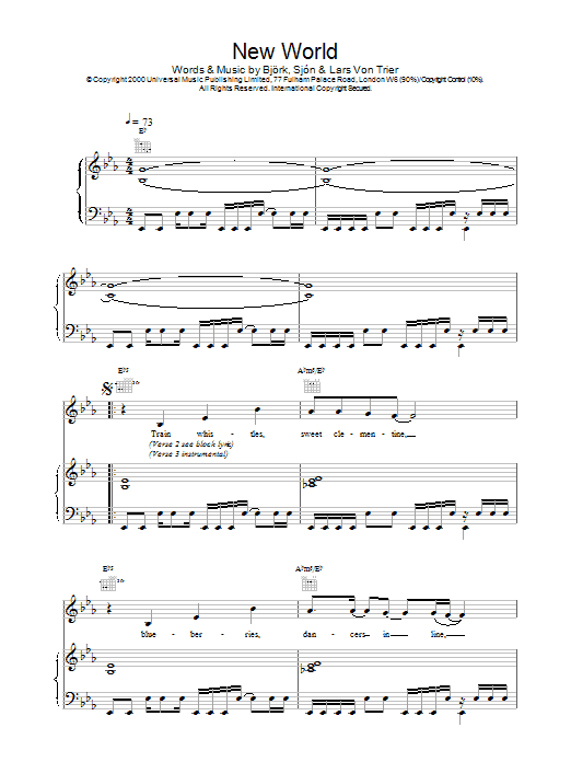 Bjork New World (from Dancer In The Dark) sheet music notes and chords. Download Printable PDF.