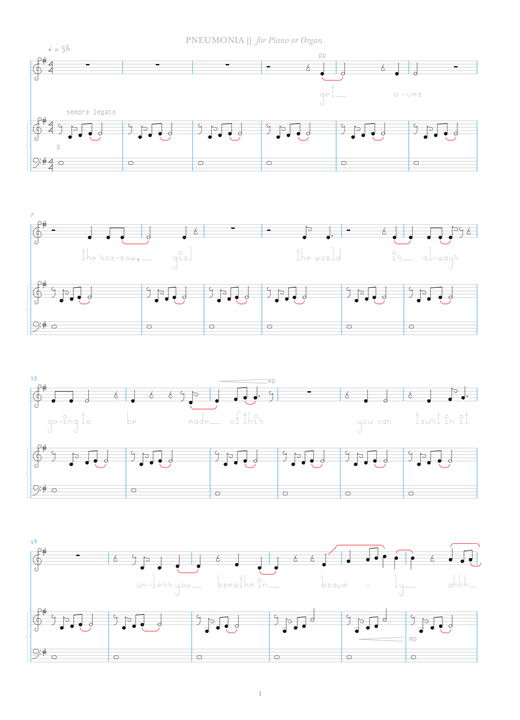 Bjork Pneumonia sheet music notes and chords. Download Printable PDF.