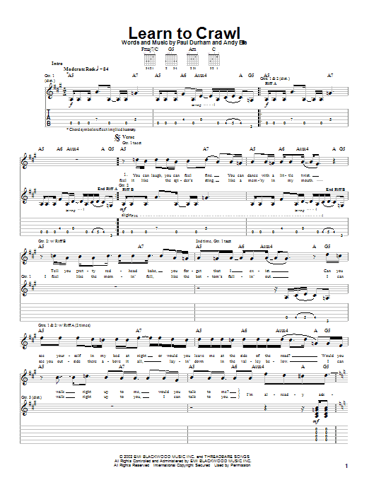 Black Lab Learn To Crawl sheet music notes and chords. Download Printable PDF.