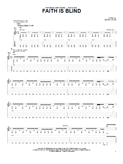 Learn to play Black Label Society Faith Is Blind sheet music for Guitar Tab in minutes. Price: 7.8900$ Black Label Society Faith Is Blind sheet music notes and chords arranged for Guitar Tab
